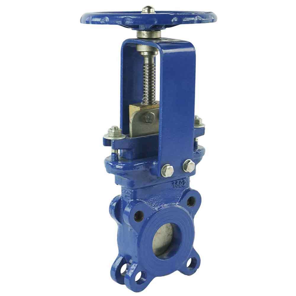 Knife gate valve DNOVA GVKN3431M-1W-Fb-S body material - carbon steel WCB, knife material - stainless steel AISI 304, seal - METAL, handwheel operated
