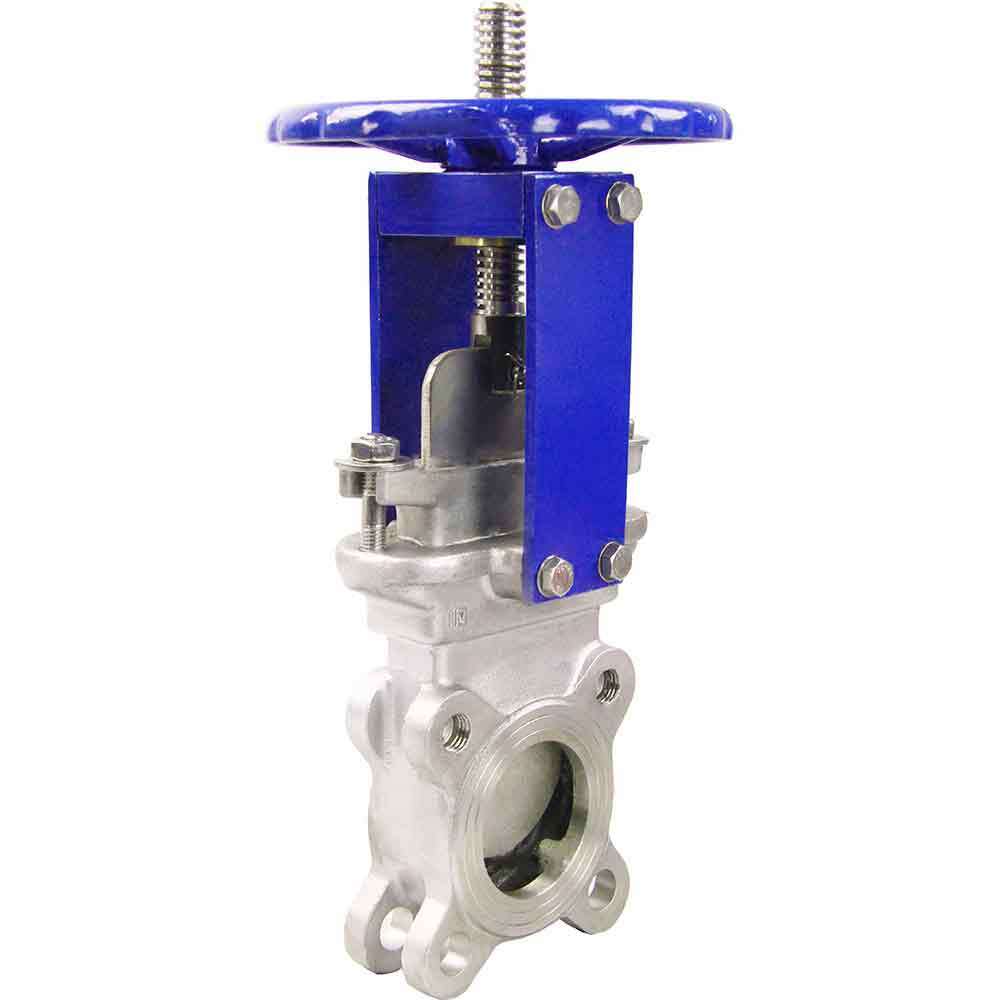Knife gate valve DNOVA SS316-SS316-EPDM-1W-W, body material - stainless steel AISI 316, knife material - stainless steel AISI 316, seal - EPDM, handwheel operated