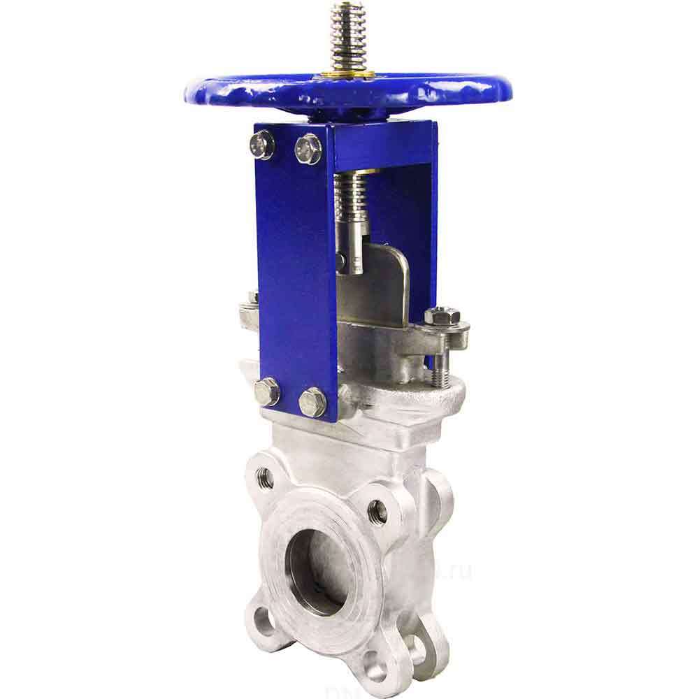 Knife gate valve DNOVA SS316-SS316-EPDM-1W-W, body material - stainless steel AISI 316, knife material - stainless steel AISI 316, seal - EPDM, handwheel operated