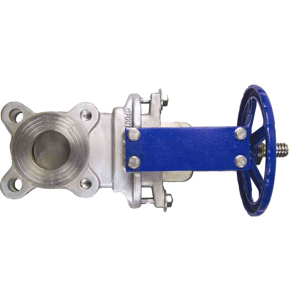 Knife gate valve DNOVA GVKR3131E-1W-Fb-S, body material - stainless steel AISI 304, knife material - stainless steel AISI 304, seal - EPDM, handwheel operated