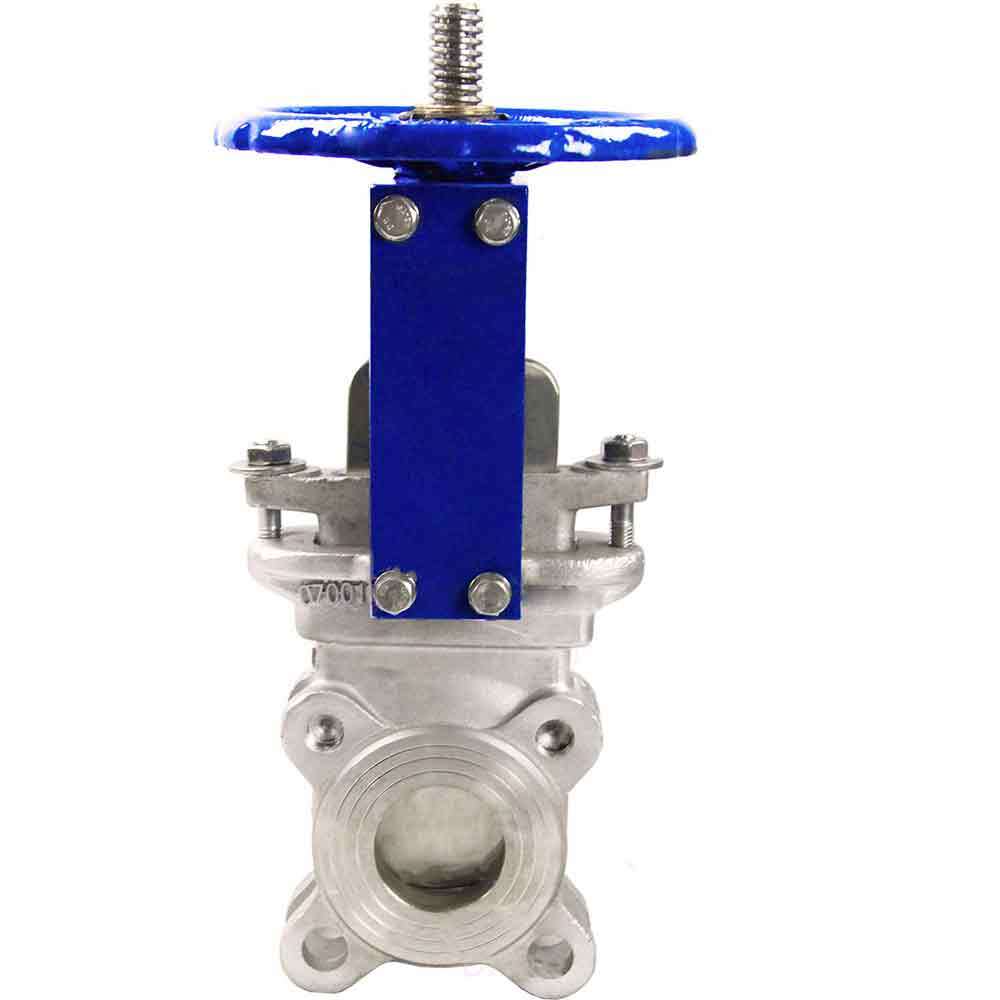 Knife gate valve DNOVA GVKR3131M-1W-Fb-S, body material - stainless steel AISI 304, knife material - stainless steel AISI 304, seal - METAL, handwheel operated