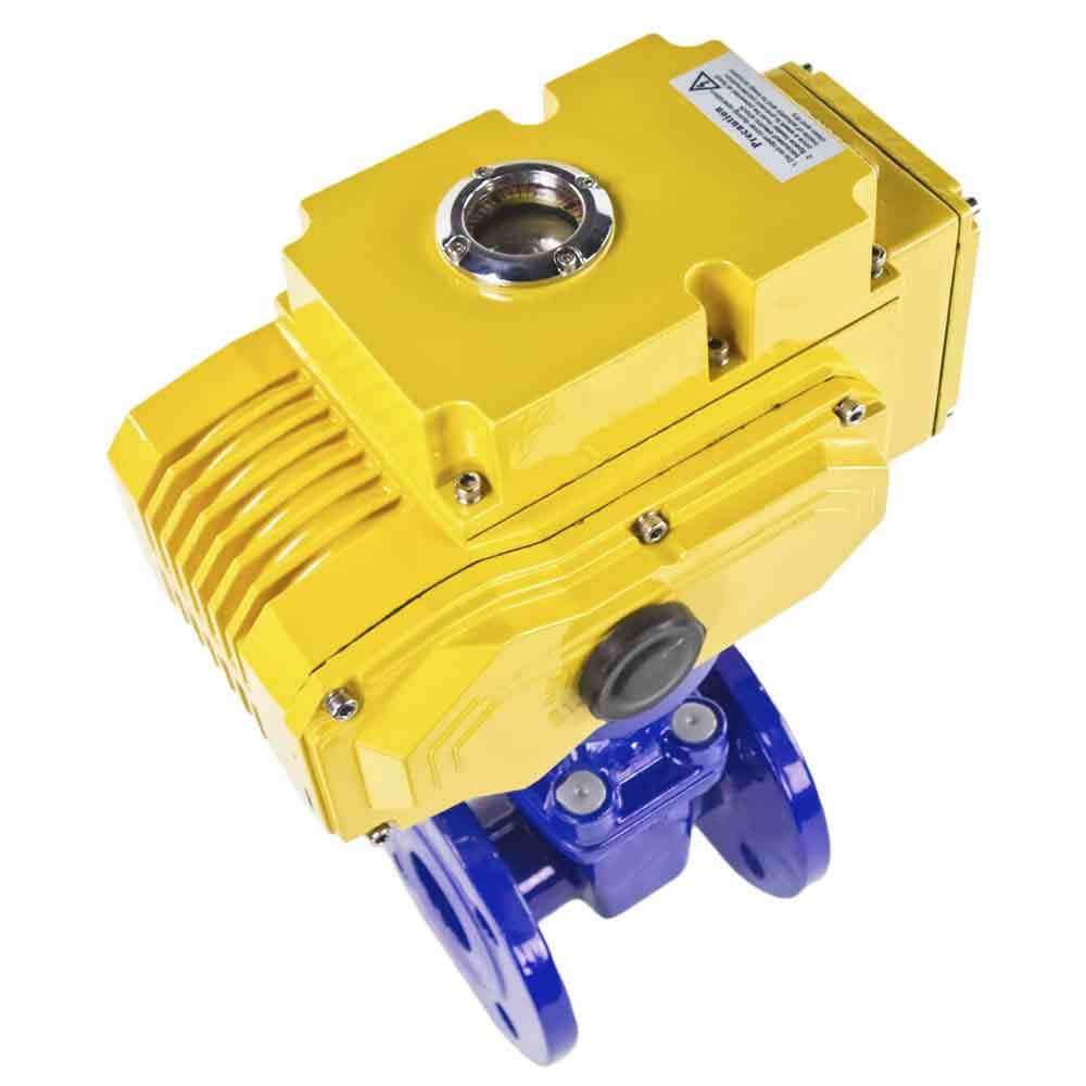 Wedge gate valve blue DNOVA-GGG50-EPDM-F4-BLUE PSI232 class 150 T=230-248°F flange connection, with rubber lined wedge EPDM, electric actuator DNOVA MT-110/220, 110/220V