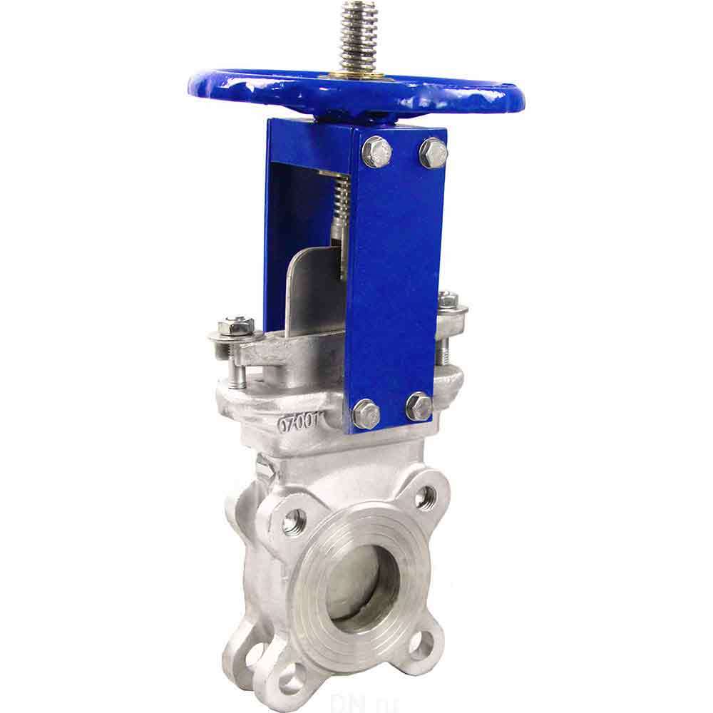 Knife gate valve DNOVA SS316-SS316-EPDM-1W-W, body material - stainless steel AISI 316, knife material - stainless steel AISI 316, seal - EPDM, handwheel operated