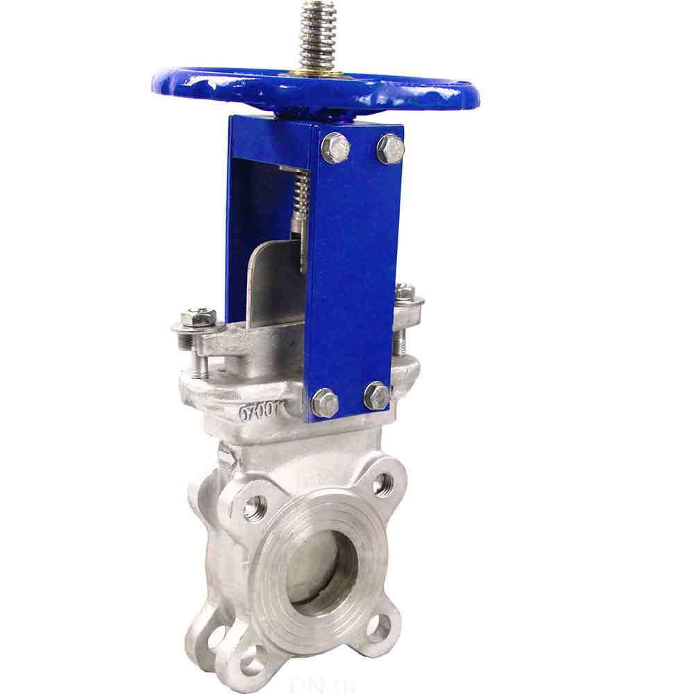 Knife gate valve DNOVA GVKR3131M-1W-Fb-S, body material - stainless steel AISI 304, knife material - stainless steel AISI 304, seal - METAL, handwheel operated