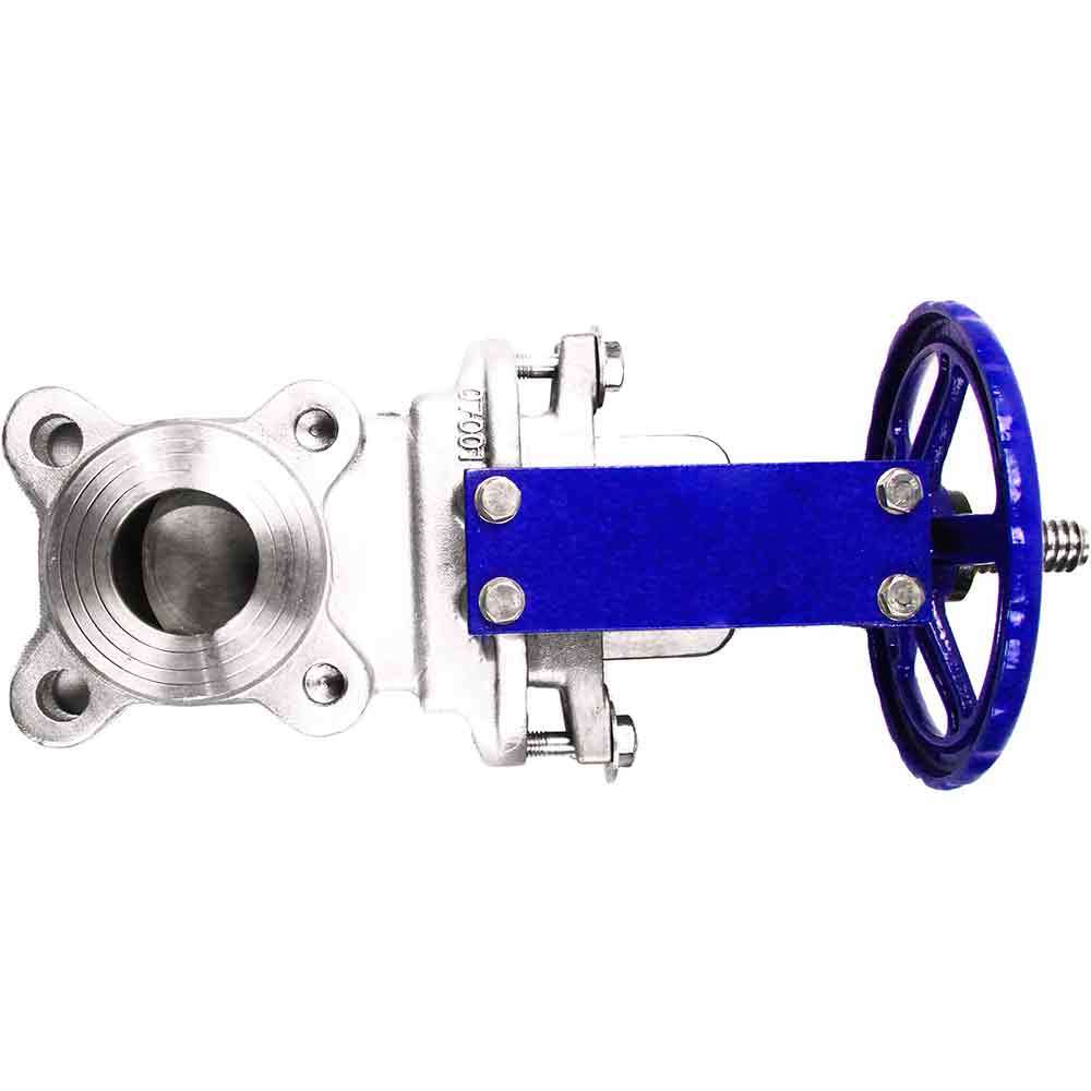 Knife gate valve DNOVA SS316-SS316-METAL-1W-W, body material - stainless steel AISI 316, knife material - stainless steel AISI 316, seal - METAL, handwheel operated