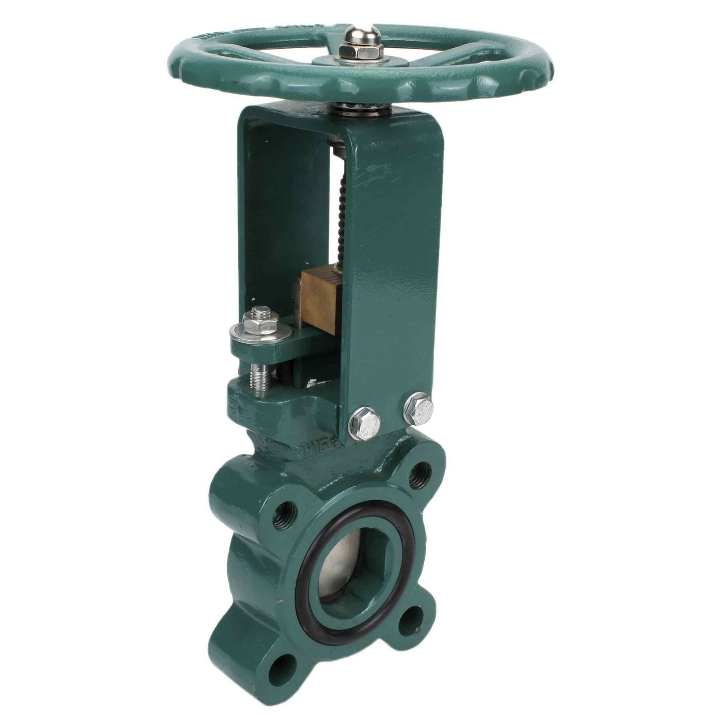 Knife Gate Valve DNOVA GVKR1331M-1W-Fb-S 16 bar, wafer type, body material - Cast iron GGG-40, seal - metal, with retractable spindle, handwheel operated