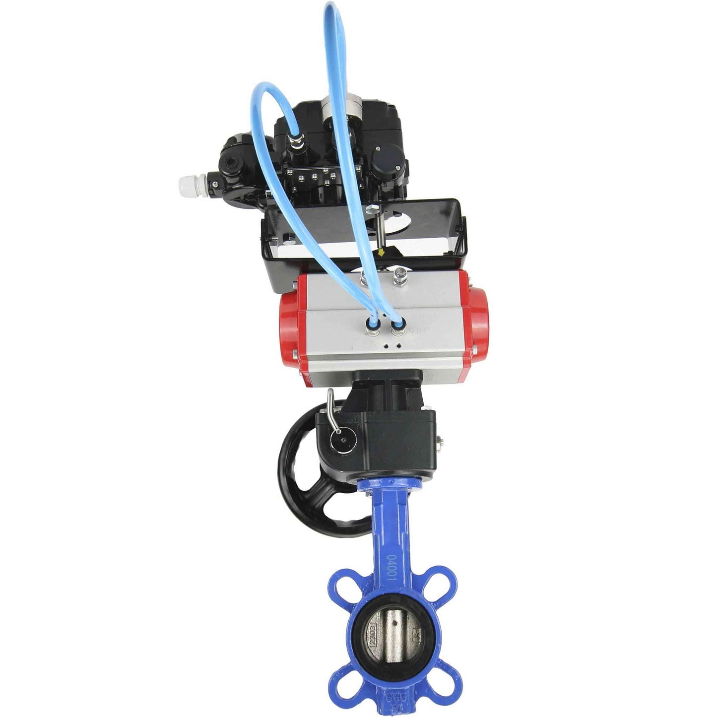 Water Butterfly Valve DNOVA WBV1332N-2W-Fb-H body material - Cast iron GGG50, disk material - Stainless steel 316L, seal - NBR with pneumatic actuator DA, manual duplicator HDM and electropneumatic positioner with feedback DNOVA YT-1000RSI
