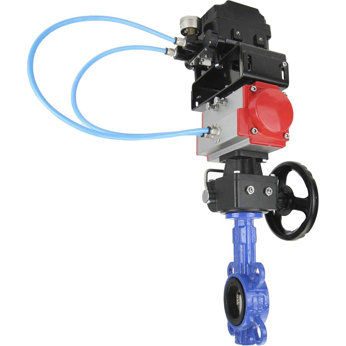 Water Butterfly Valve DNOVA WBV1332N-2W-Fb-H body material - Cast iron GGG50, disk material - Stainless steel 316L, seal - NBR with pneumatic actuator DA, manual duplicator HDM and electropneumatic positioner with feedback DNOVA YT-1000RSI