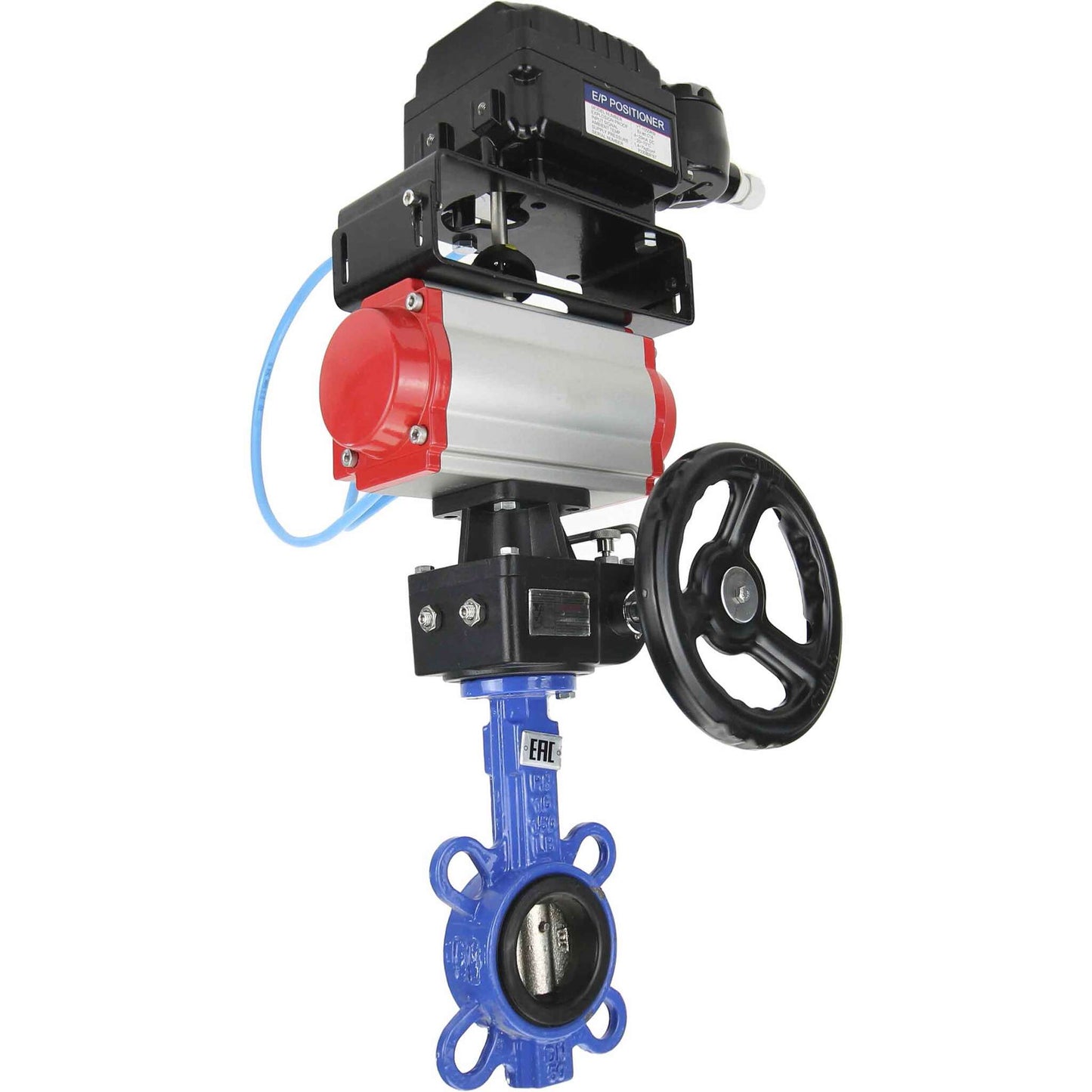 Water Butterfly Valve DNOVA WBV1332N-2W-Fb-H body material - Cast iron GGG50, disk material - Stainless steel 316L, seal - NBR with pneumatic actuator DA, manual duplicator HDM and electropneumatic positioner with feedback DNOVA YT-1000RSI
