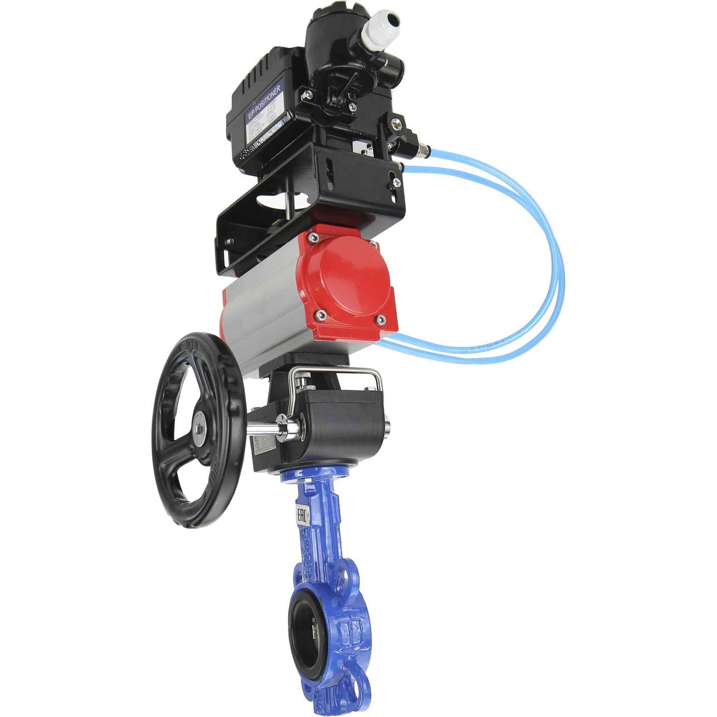 Water Butterfly Valve DNOVA WBV1332N-2W-Fb-H body material - Cast iron GGG50, disk material - Stainless steel 316L, seal - NBR with pneumatic actuator DA, manual duplicator HDM and electropneumatic positioner with feedback DNOVA YT-1000RSI