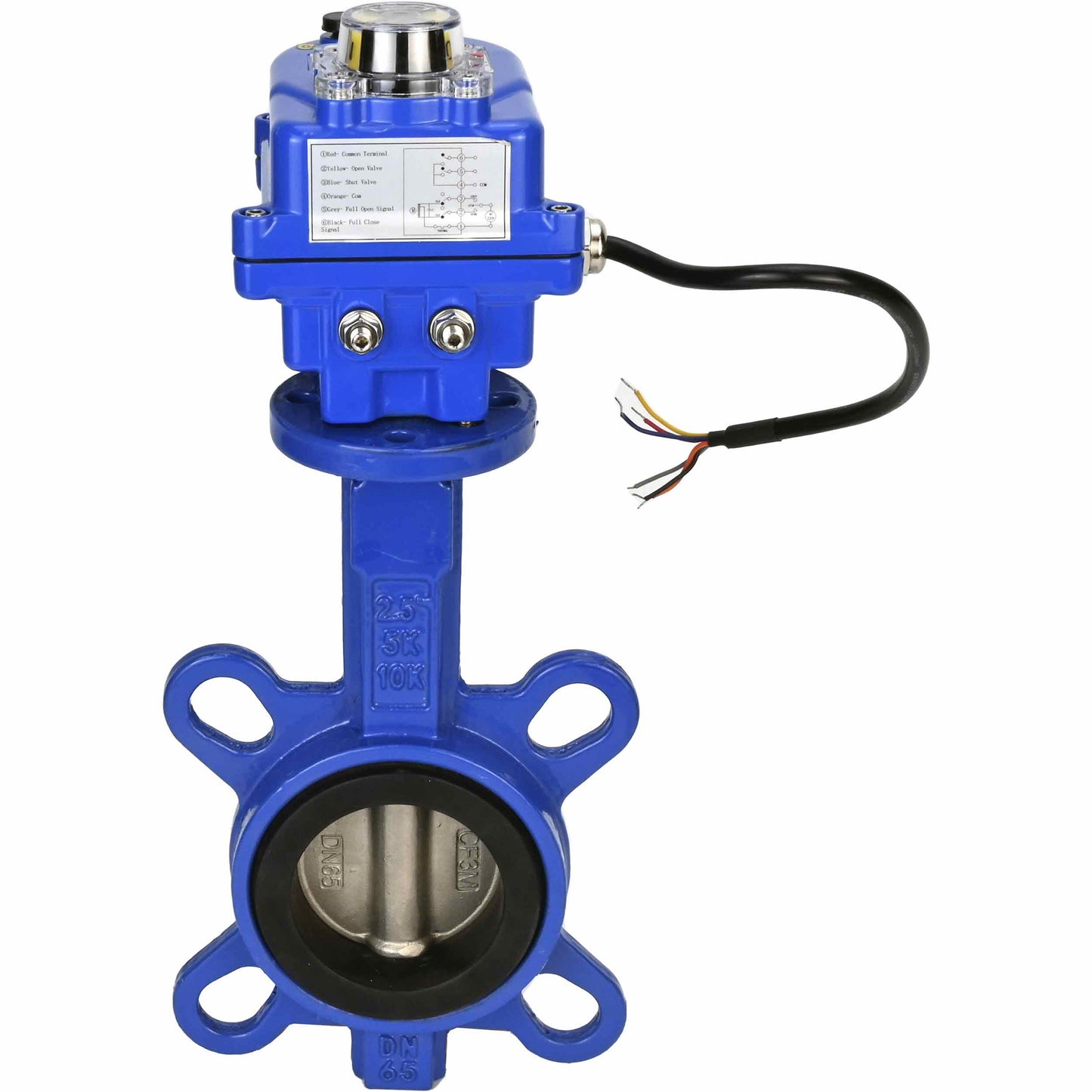 Válvula de mariposa de agua DNOVA ggg50-316l-epdm-DNOVA-12, material del cuerpo: hierro fundido GGG50, material del disco: acero inoxidable AISI 316L, junta: EPDM, accionamiento por actuador eléctrico.