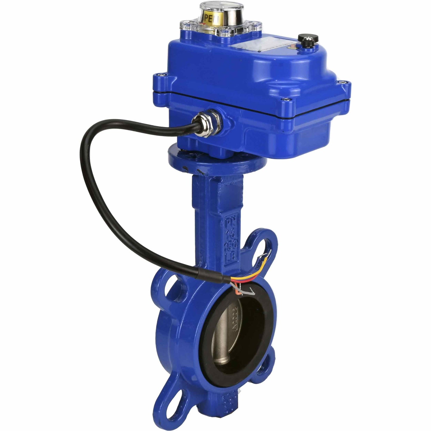 Válvula de mariposa de agua DNOVA ggg50-316l-epdm-DNOVA-12, material del cuerpo: hierro fundido GGG50, material del disco: acero inoxidable AISI 316L, junta: EPDM, accionamiento por actuador eléctrico.
