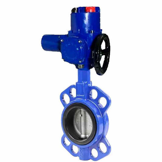 Válvula de mariposa de agua DNOVA WCB-316L-NBR material del cuerpo - Acero al carbono WCB, material del disco - Acero inoxidable AISI 316L, sello - NBR con actuador eléctrico de 1/4 de vuelta DNOVA QT-W (M) EX 380V