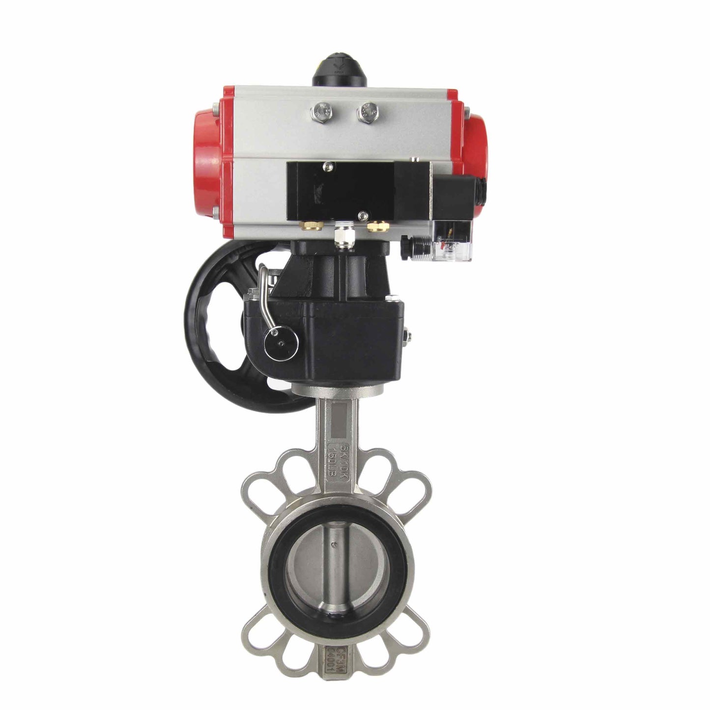Válvula de mariposa de agua DNOVA 316l-viton-da-4m310-110/220v-hdm, material del cuerpo - acero inoxidable AISI 316L, material del disco - acero inoxidable AISI 316L, sello - VITON, actuador neumático operado