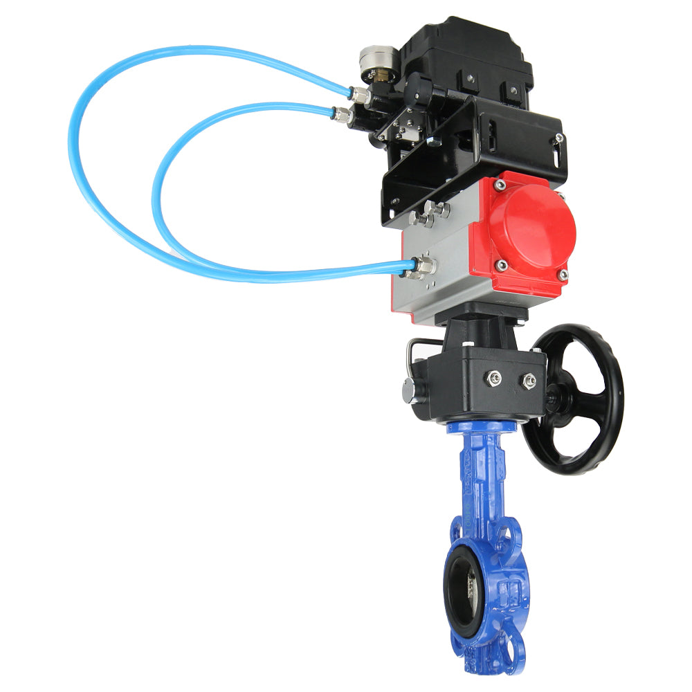 Válvula de mariposa de agua DNOVA g50-g40-epdm-DNOVA-da-hdm-yt1000rsi, material del cuerpo: hierro fundido GGG50, material del disco: hierro fundido GGG40, junta: EPDM, accionamiento neumático.