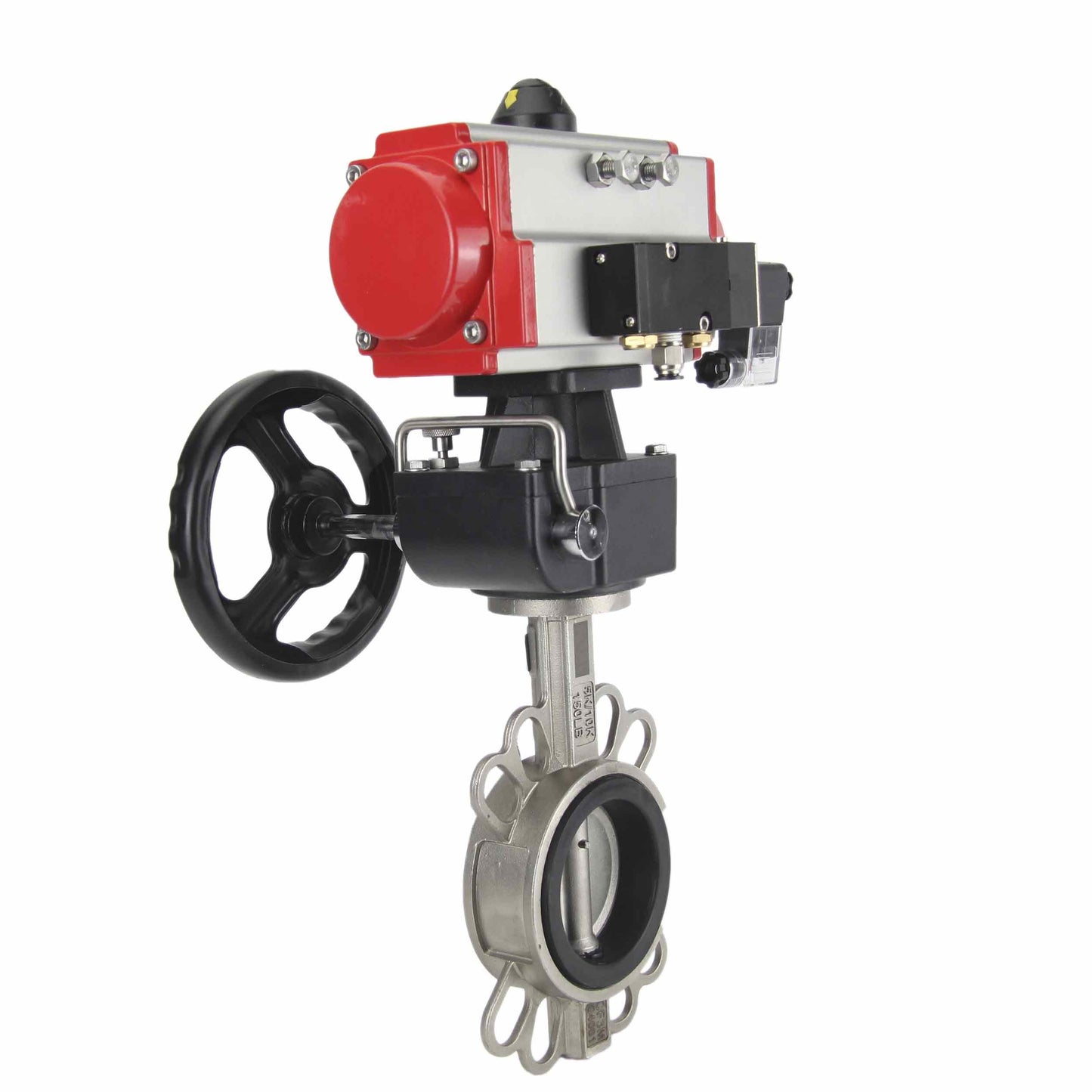 Válvula de mariposa de agua DNOVA 316l-viton-da-4m310-24v-hdm, material del cuerpo - acero inoxidable AISI 316L, material del disco - acero inoxidable AISI 316L, sello - VITON, actuador neumático operado
