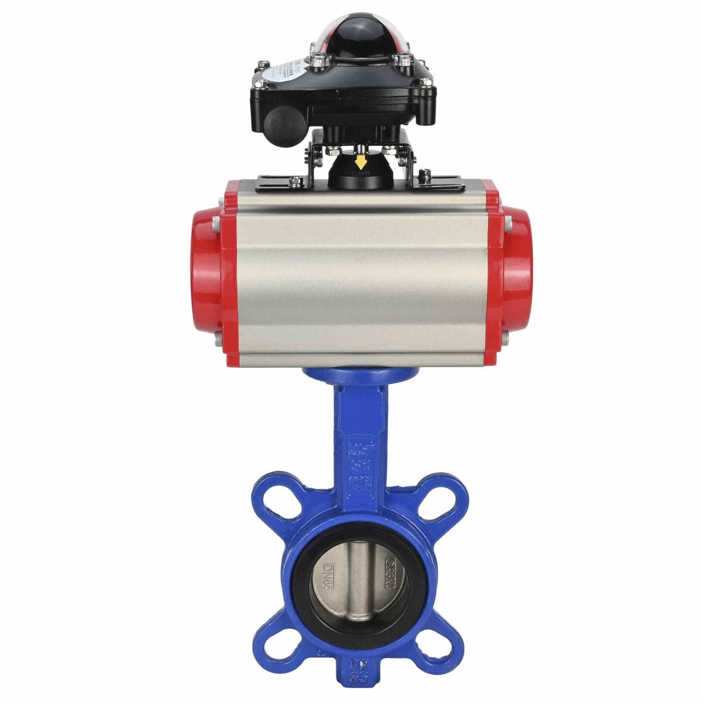 Water Butterfly Valve DNOVA WBV1332N-2W-Fb-H body material - Cast iron GGG50, disk material - Stainless steel 316L, seal - NBR with pneumatic actuator DA, pneumatic distributor 4M310-08 220V and limit switch block APL-210N