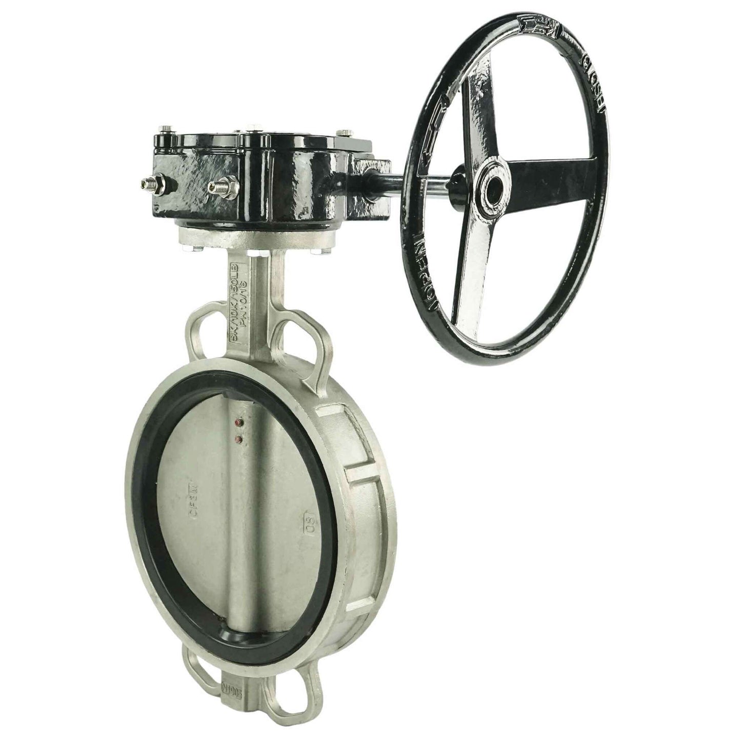 Válvula de mariposa de agua DNOVA 316L-EPDM-RDN, material del cuerpo: acero inoxidable AISI 316L, material del disco: acero inoxidable AISI 316L, sello: EPDM, accionada por engranajes