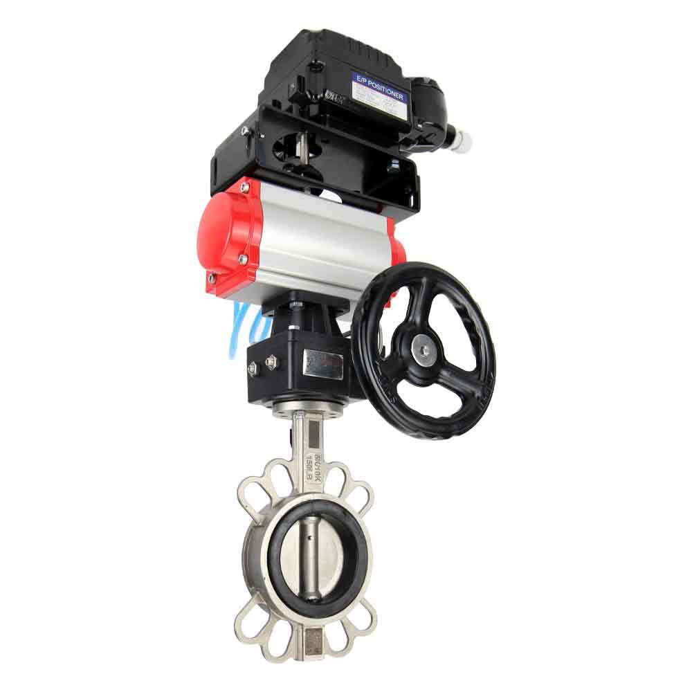 Válvula de mariposa de agua DNOVA 316l-viton-da-hdm-yt1000rsi, material del cuerpo - acero inoxidable AISI 316L, material del disco - acero inoxidable AISI 316L, sello - VITON, actuador neumático operado