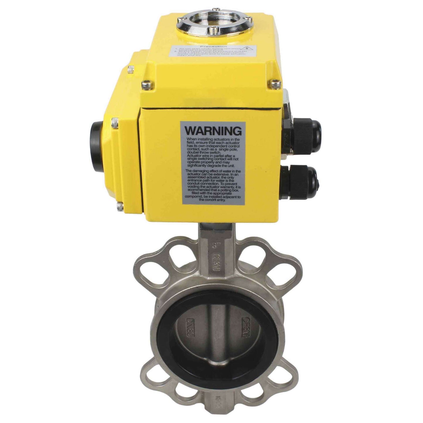 Water Butterfly Valve DNOVA 316l-nbr-DNOVA-380, body material - stainless steel AISI 316L, disk material - stainless steel AISI 316L, seal - NBR, electric actuator operated