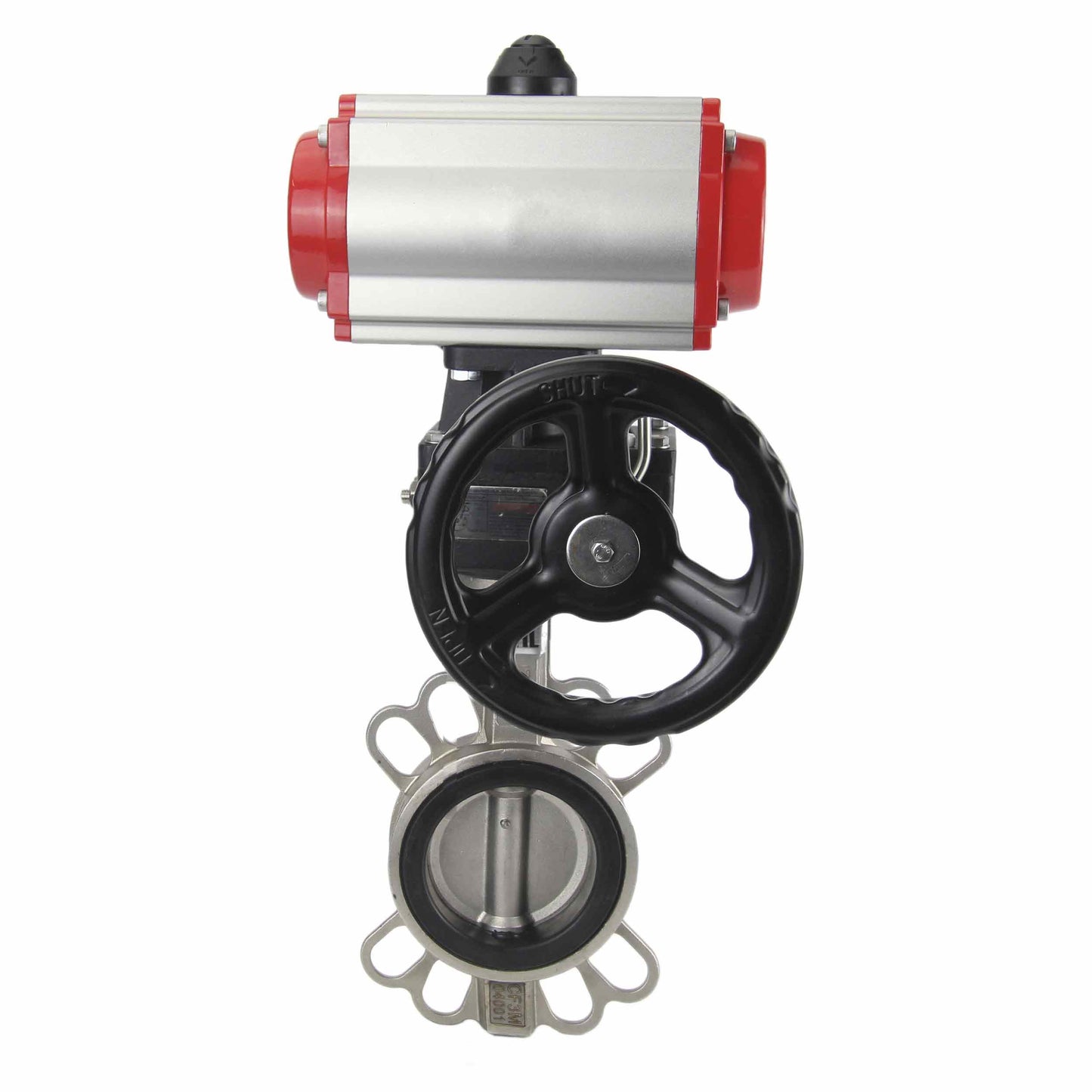 Válvula de mariposa de agua DNOVA 316l-viton-da-4m310-24v-hdm, material del cuerpo - acero inoxidable AISI 316L, material del disco - acero inoxidable AISI 316L, sello - VITON, actuador neumático operado