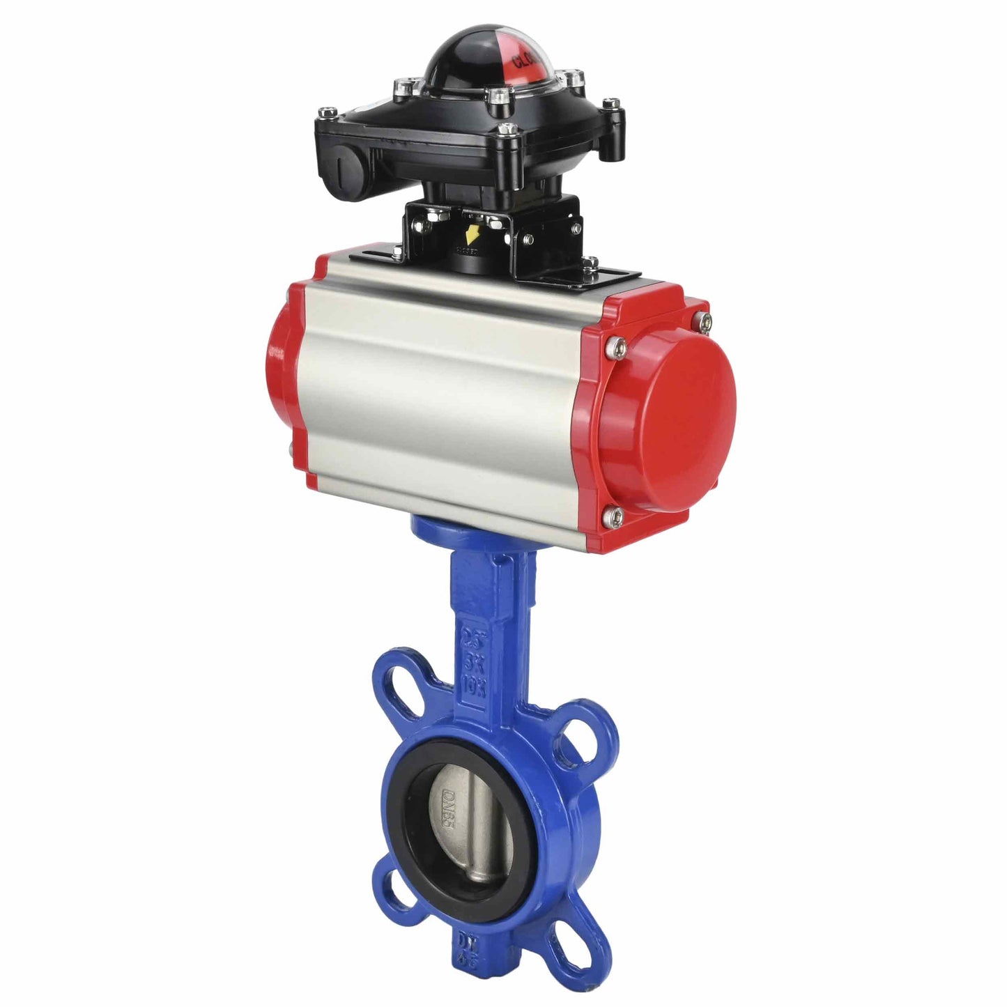 Water Butterfly Valve DNOVA WBV1332N-2W-Fb-H body material - Cast iron GGG50, disk material - Stainless steel 316L, seal - NBR with pneumatic actuator DA, pneumatic distributor 4M310-08 220V and limit switch block APL-210N