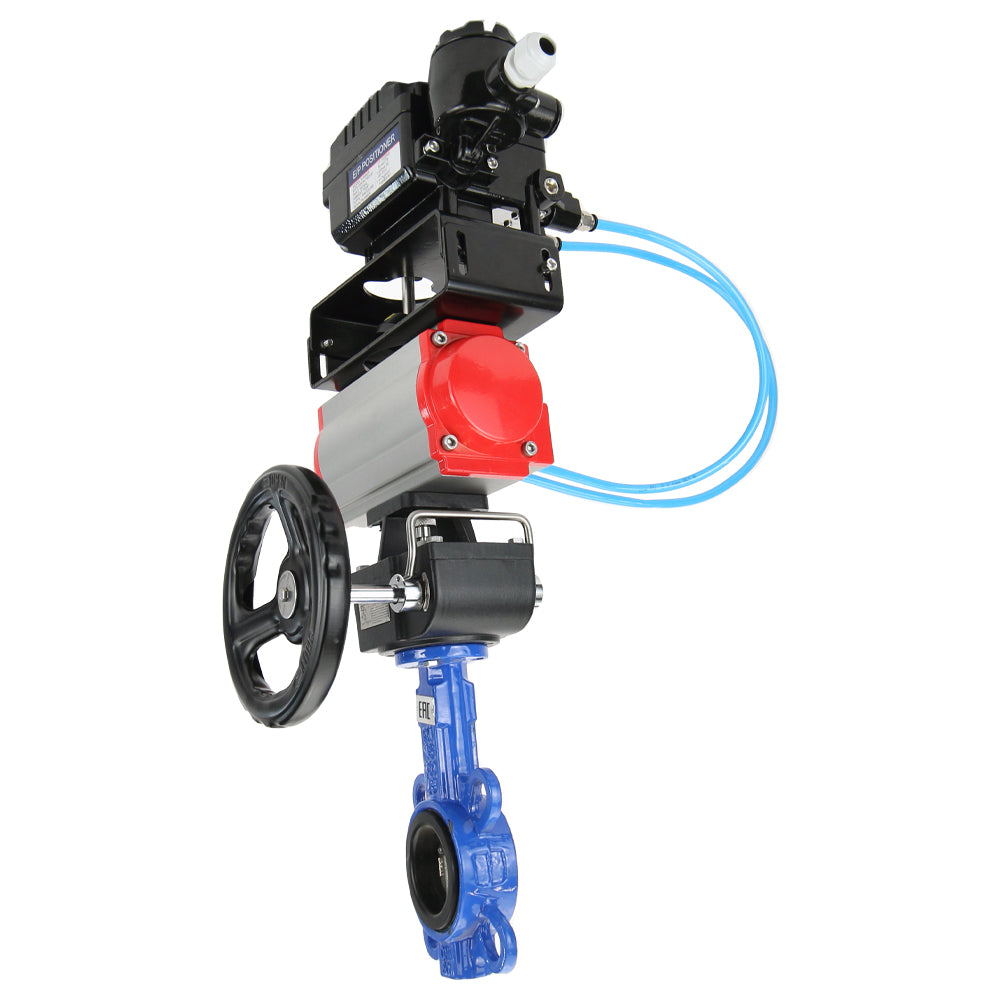 Válvula de mariposa de agua DNOVA g50-g40-epdm-DNOVA-da-hdm-yt1000rsi, material del cuerpo: hierro fundido GGG50, material del disco: hierro fundido GGG40, junta: EPDM, accionamiento neumático.