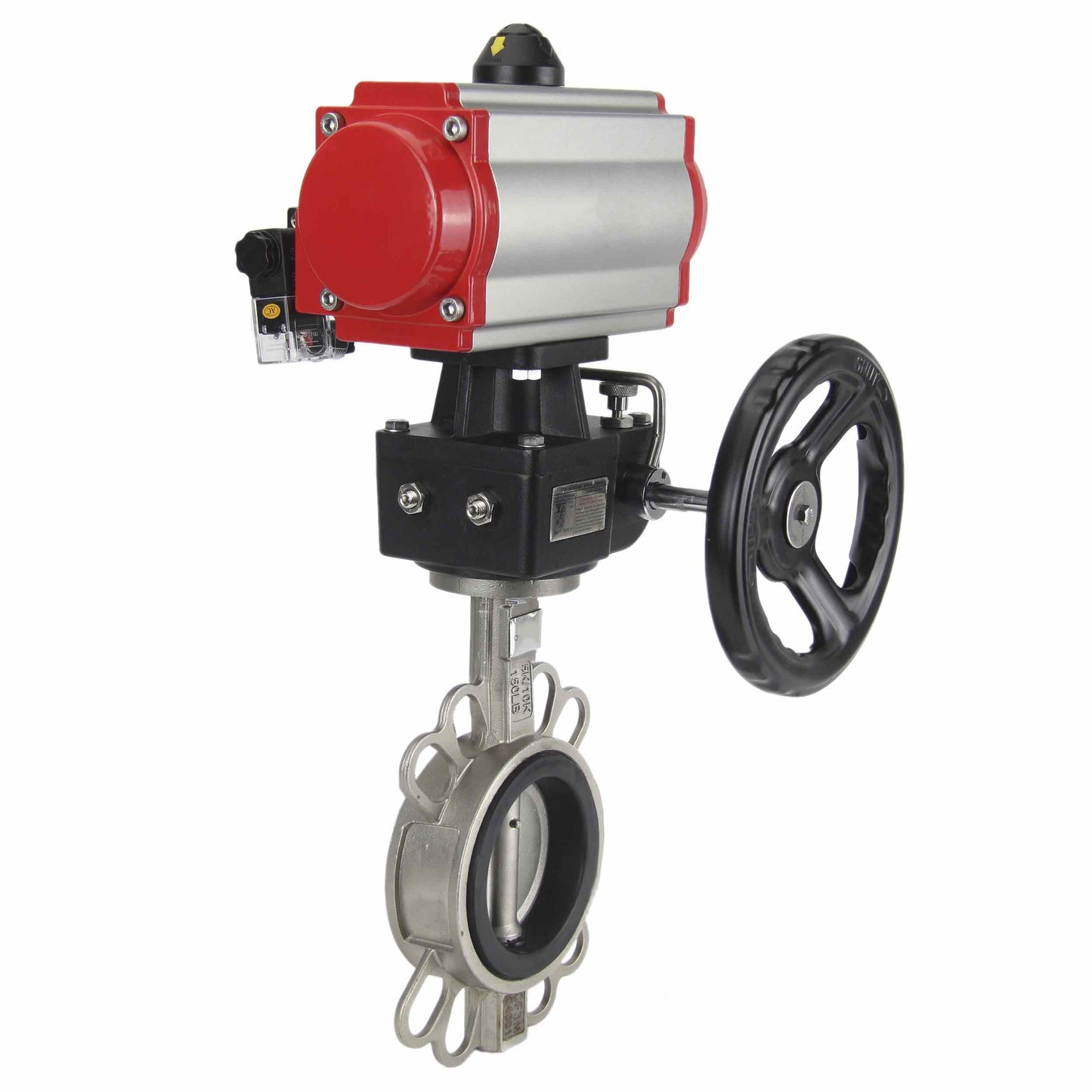 Válvula de mariposa de agua DNOVA 316l-viton-da-4m310-110/220v-hdm, material del cuerpo - acero inoxidable AISI 316L, material del disco - acero inoxidable AISI 316L, sello - VITON, actuador neumático operado