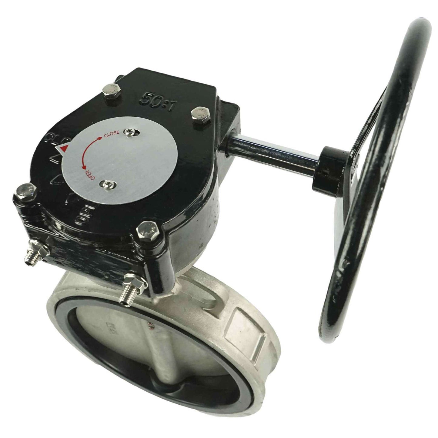 Válvula de mariposa de agua DNOVA 316L-EPDM-RDN, material del cuerpo: acero inoxidable AISI 316L, material del disco: acero inoxidable AISI 316L, sello: EPDM, accionada por engranajes