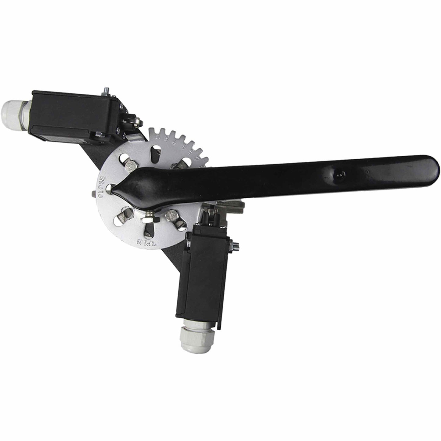 Water butterfly valve DNOVA 316L-316L-PTFE body material - stainless steel AISI 316L, disk material - stainless steel AISI 316L, seal - PTFE with handle, with two LS-103 250V limit switches and a bracket for mounting the limit switches