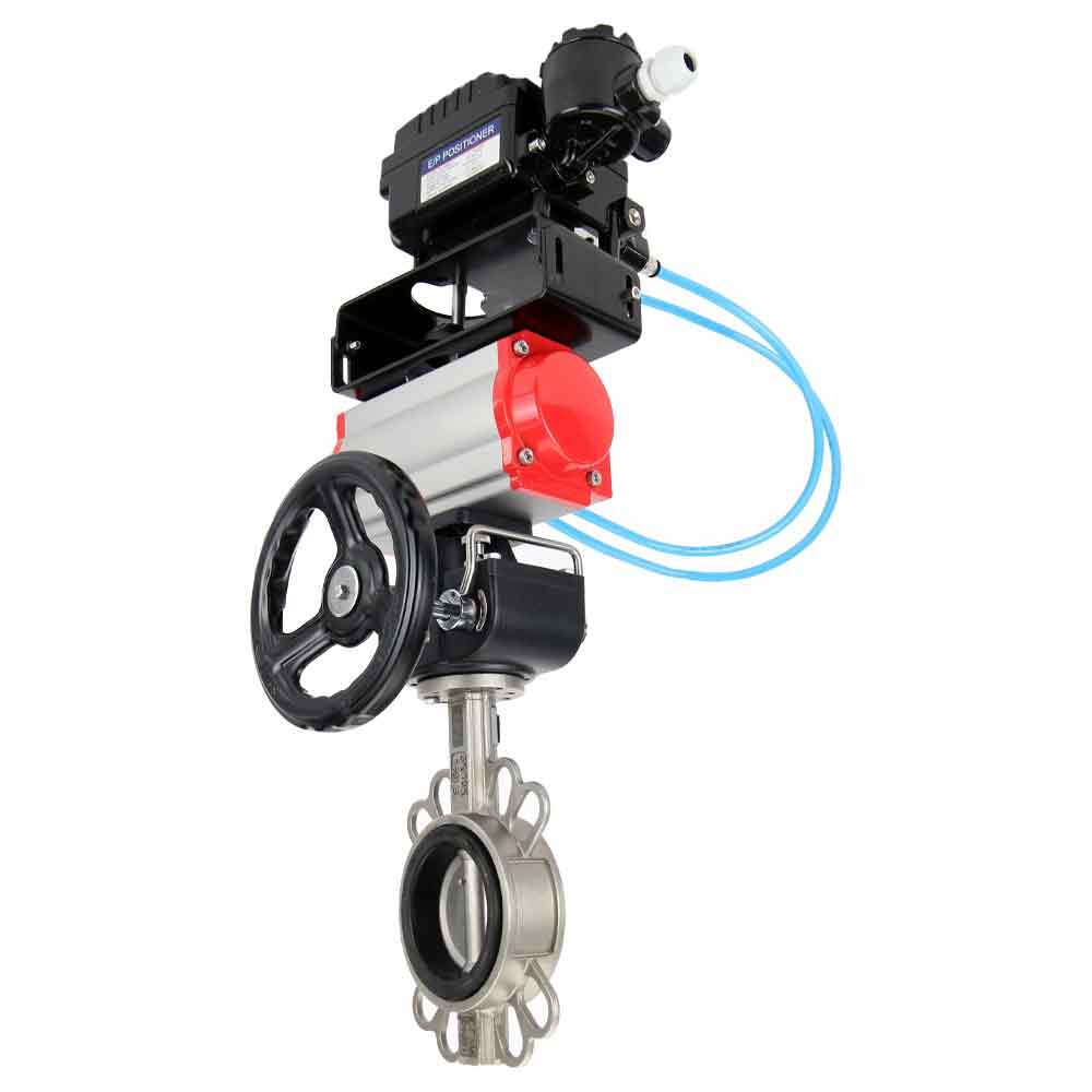 Válvula de mariposa de agua DNOVA 316l-viton-da-hdm-yt1000rsn, material del cuerpo - acero inoxidable AISI 316L, material del disco - acero inoxidable AISI 316L, sello - VITON, actuador neumático operado