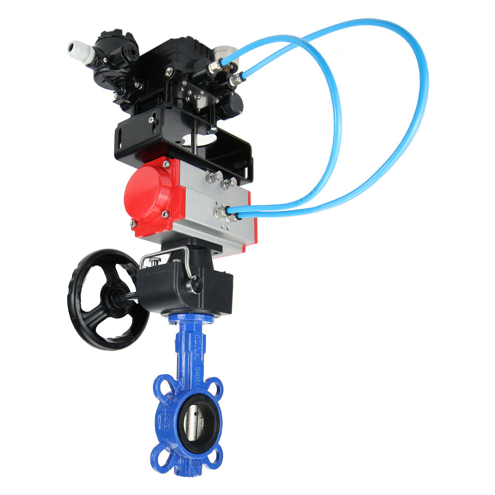 Válvula de mariposa de agua DNOVA g50-g40-epdm-DNOVA-da-hdm-yt1000rsn, material del cuerpo: hierro fundido GGG50, material del disco: hierro fundido GGG40, junta: EPDM, accionamiento neumático.