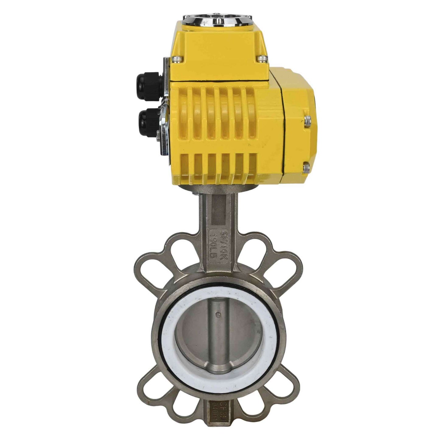 Water Butterfly Valve DNOVA 316l-ptfe-DNOVA-110/220, body material - stainless steel AISI 316L, disk material - stainless steel AISI 316L, seal - PTFE, electric actuator operated