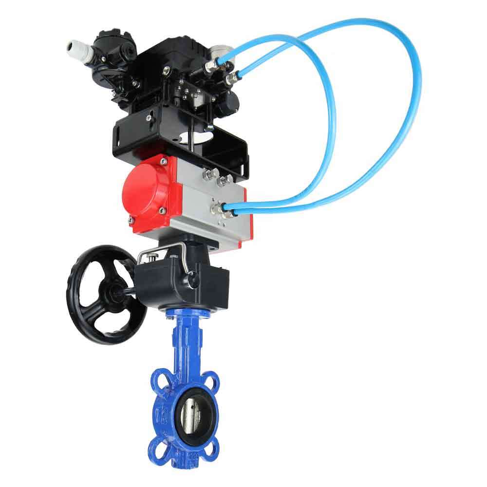 Water Butterfly Valve DNOVA WBV1332N-2W-Fb-H body material - Cast iron GGG50, disk material - Stainless steel 316L, seal - NBR with pneumatic actuator DA, manual duplicator HDM and electropneumatic positioner without feedback DNOVA YT-1000RSN