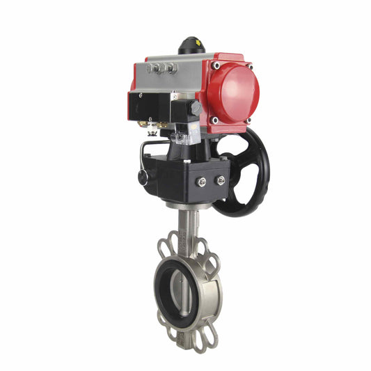 Water Butterfly Valve DNOVA 316l-viton-da-4m310-24v-hdm, body material - stainless steel AISI 316L, disk material - stainless steel AISI 316L, seal - VITON, pneumatic actuator operated