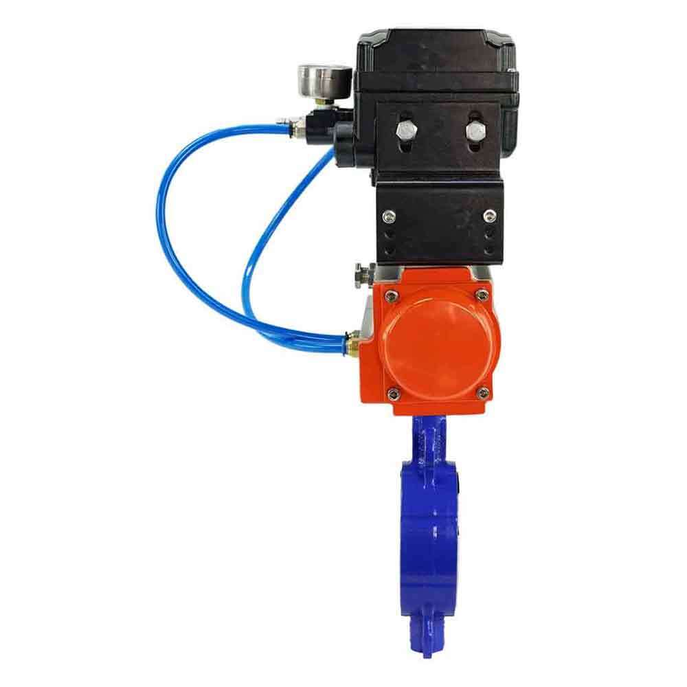 Válvula de mariposa de agua DNOVA st-316l-ptfe-DNOVA-da-yt1000rsn, material del cuerpo: acero al carbono WCB, material del disco: acero inoxidable AISI 316L, sello: PTFE, accionado por actuador neumático