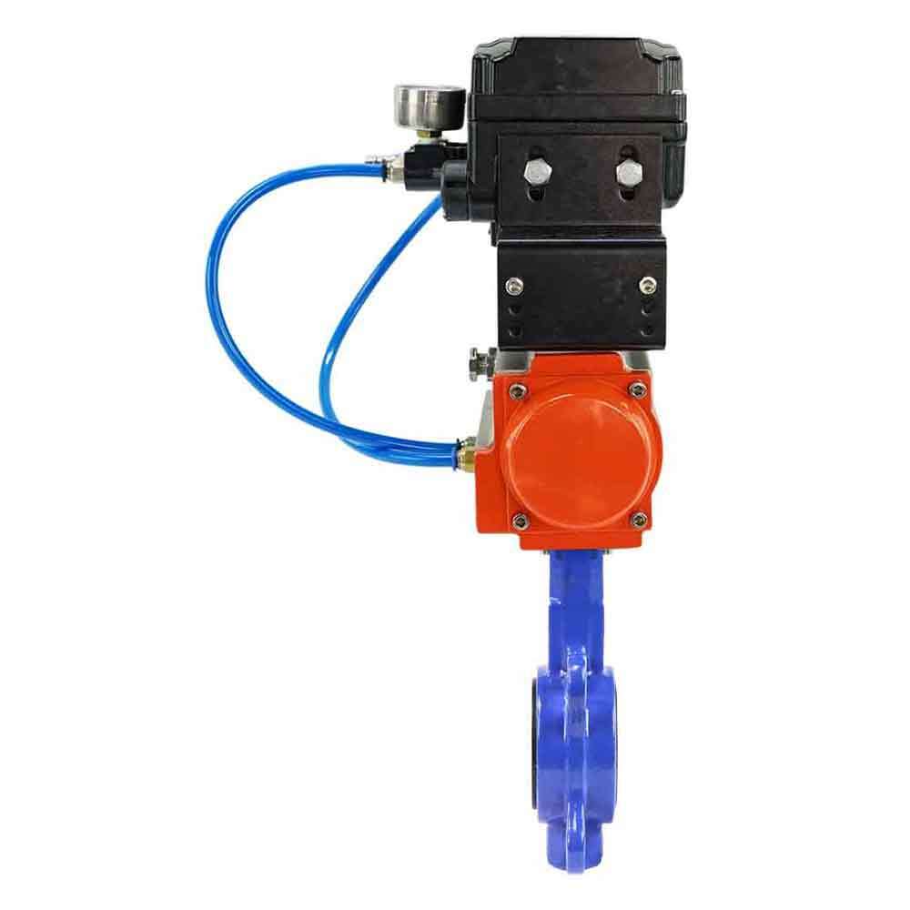 Válvula de mariposa de agua DNOVA wcb-316l-viton-DNOVA-da-yt1000rsn, material del cuerpo - acero al carbono WCB, material del disco - acero inoxidable AISI 316L, sello - VITON, actuador neumático operado