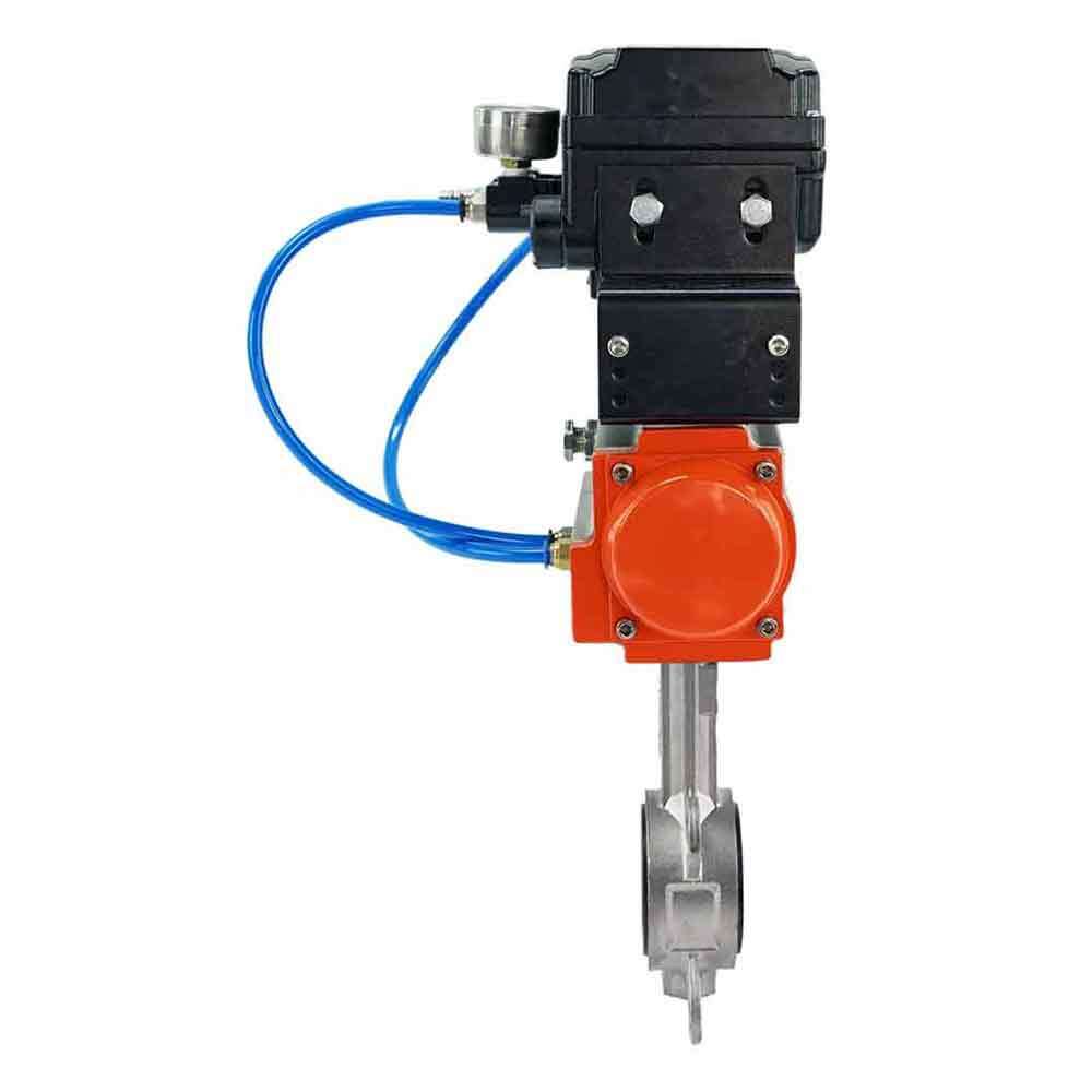 Válvula de mariposa de agua DNOVA 316l-viton-DNOVA-da-yt1000rsi, material del cuerpo - acero inoxidable AISI 316L, material del disco - acero inoxidable AISI 316L, sello - VITON, actuador neumático operado