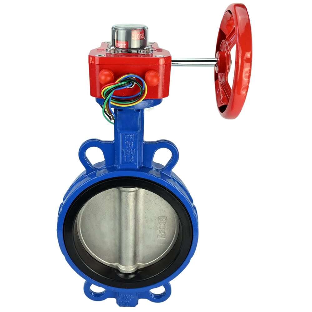 Válvula de mariposa de agua DNOVA WCB-316L-VITON material del cuerpo - Acero al carbono WCB, material del disco - Acero inoxidable AISI 316L, sello - Viton con engranaje DNOVA HGBF, indicador de posición y sensor de retroalimentación
