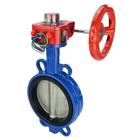 Válvula de mariposa de agua DNOVA WCB-316L-VITON material del cuerpo - Acero al carbono WCB, material del disco - Acero inoxidable AISI 316L, sello - Viton con engranaje DNOVA HGBF, indicador de posición y sensor de retroalimentación