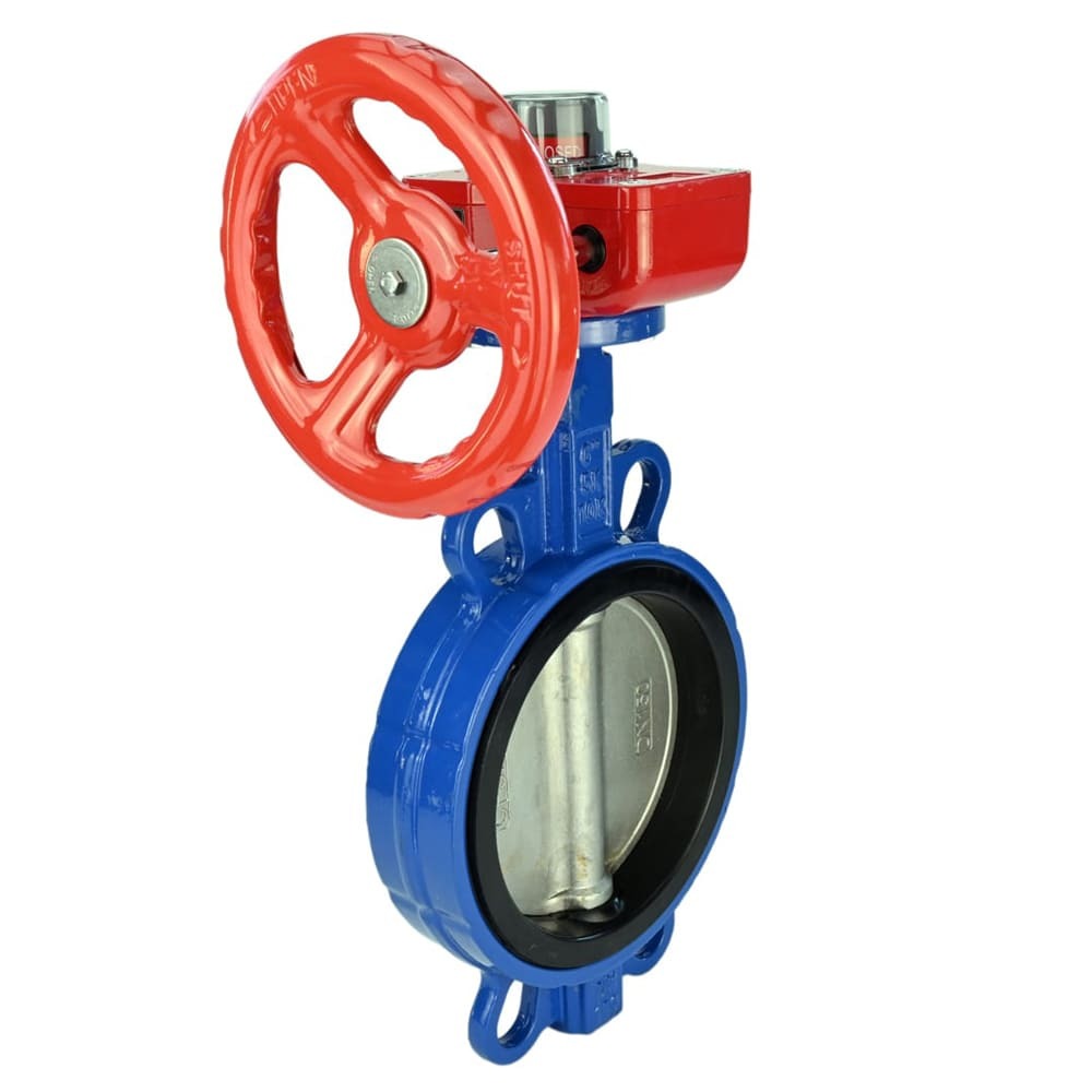Válvula de mariposa de agua DNOVA WCB-316L-VITON material del cuerpo - Acero al carbono WCB, material del disco - Acero inoxidable AISI 316L, sello - Viton con engranaje DNOVA HGBF, indicador de posición y sensor de retroalimentación