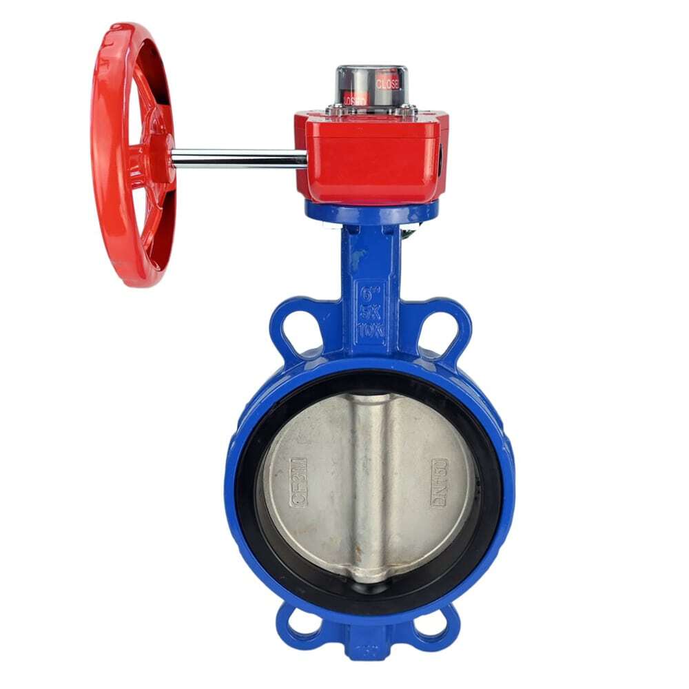 Válvula de mariposa de agua DNOVA WCB-316L-VITON material del cuerpo - Acero al carbono WCB, material del disco - Acero inoxidable AISI 316L, sello - Viton con engranaje DNOVA HGBF, indicador de posición y sensor de retroalimentación