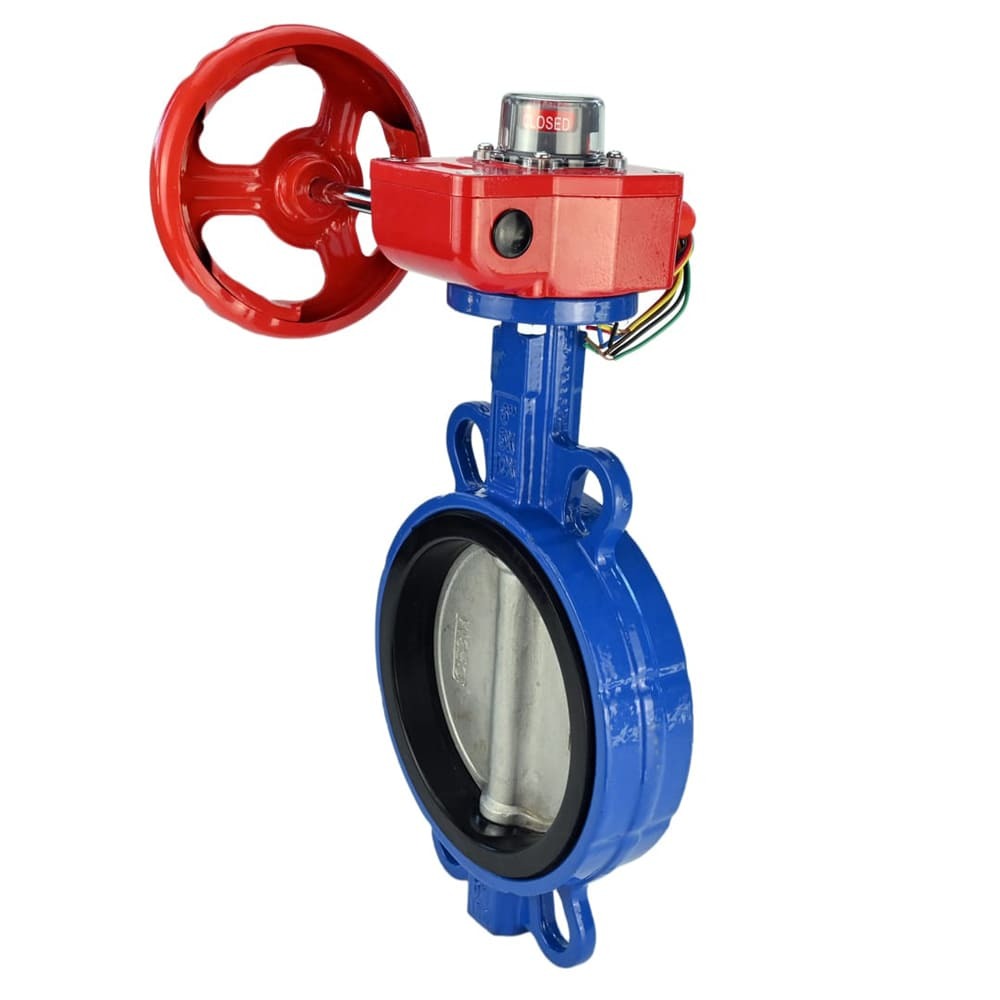 Válvula de mariposa de agua DNOVA WCB-316L-VITON material del cuerpo - Acero al carbono WCB, material del disco - Acero inoxidable AISI 316L, sello - Viton con engranaje DNOVA HGBF, indicador de posición y sensor de retroalimentación