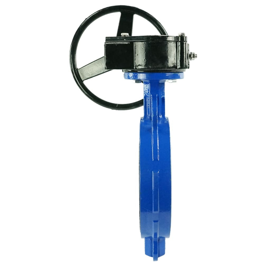 Válvula de mariposa de agua DNOVA WCB-316L-PTFE-RDN, material del cuerpo - acero al carbono WCB, material del disco - acero inoxidable AISI 316L, sello - PTFE, operada por engranajes