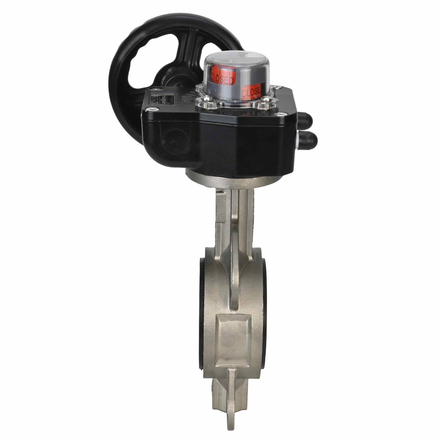 Válvula de mariposa de agua DNOVA 316L-EPDM-HGB, material del cuerpo - acero inoxidable AISI 316L, material del disco - acero inoxidable AISI 316L, sello - EPDM, operada por engranajes