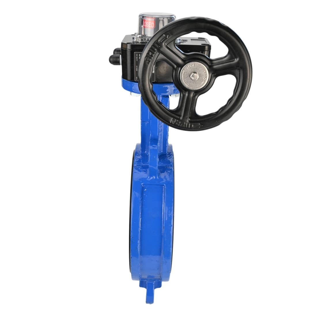Water butterfly valve DNOVA GG25-316L-NBR body material - cast iron GG25, disk material - stainless steel 316L, seal - NBR with gear DNOVA HGBF, with position indicator and feedback sensor