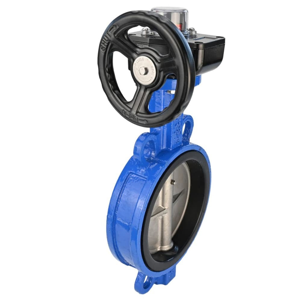 Water butterfly valve DNOVA GG25-316L-NBR body material - cast iron GG25, disk material - stainless steel 316L, seal - NBR with gear DNOVA HGBF, with position indicator and feedback sensor