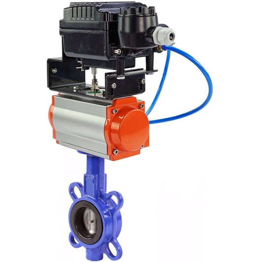Water Butterfly Valve DNOVA WBV1332N-2W-Fb-H body material - Cast iron GGG50, disk material - Stainless steel 316L, seal - NBR with double-acting pneumatic actuator DA and electropneumatic positioner with feedback DNOVA YT-1000RSI