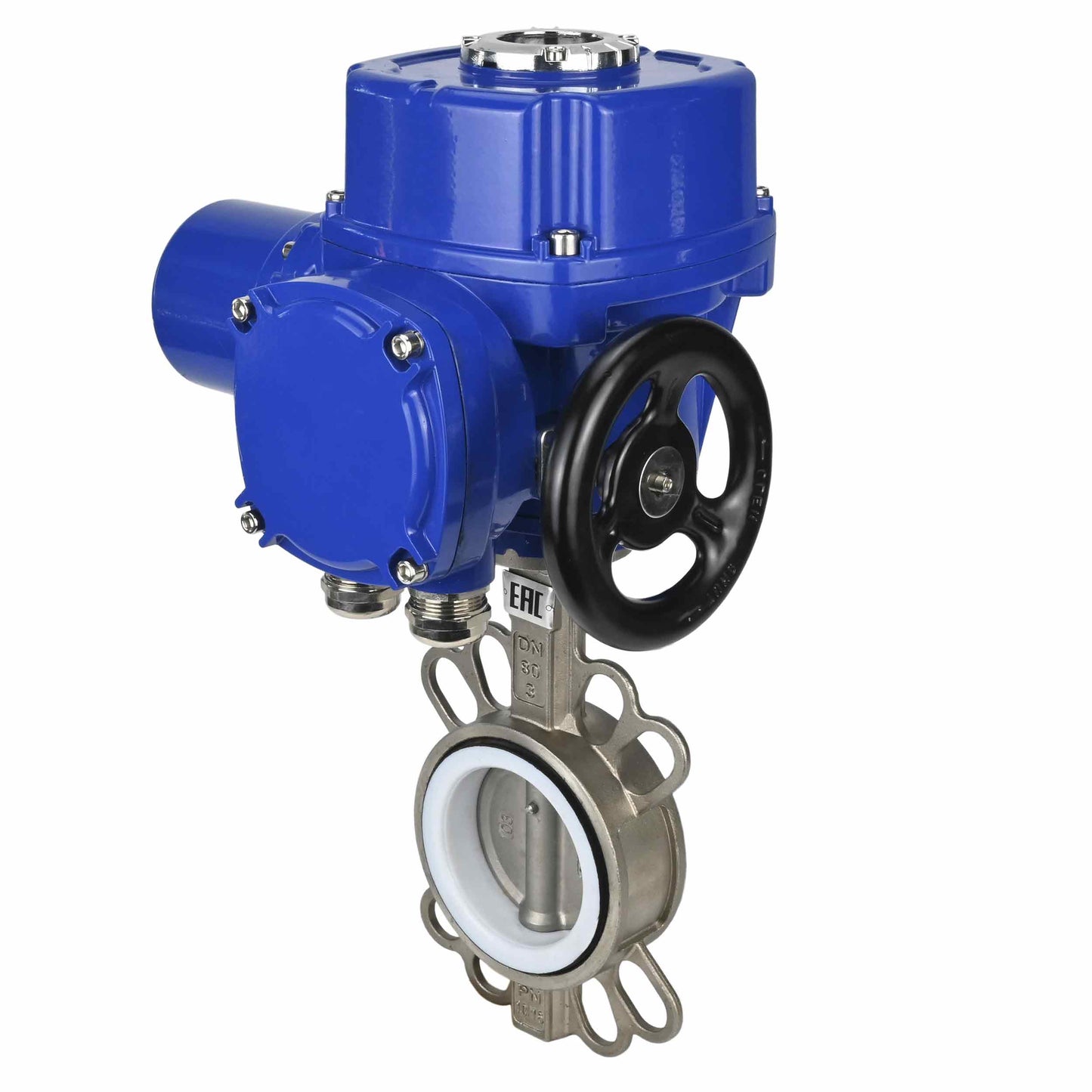 Water butterfly valve DNOVA 316L-316L-PTFE body material - stainless steel aisi 316l, disk material - stainless steel AISI 316L, seal - PTFE with 1/4-turn electric actuator DNOVA QT-W (M) 220V
