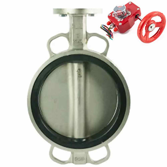 Válvula de mariposa de agua DNOVA 316L-EPDM-HGBF, material del cuerpo: acero inoxidable AISI 316L, material del disco: acero inoxidable AISI 316L, sello: EPDM, accionada por engranajes